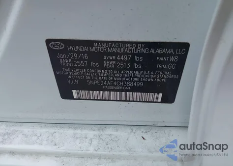 2016 Hyundai Sonata Se из США, поврежденный, VIN 5NPE24AF4GH388499